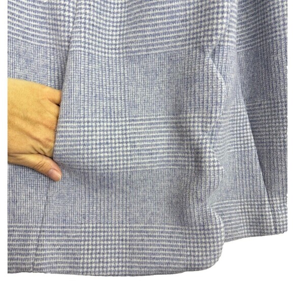 Gal Meets Glam Scalloped Houndstooth Check Pea Coat XL Wool Blend Blue White - Picture 6 of 13